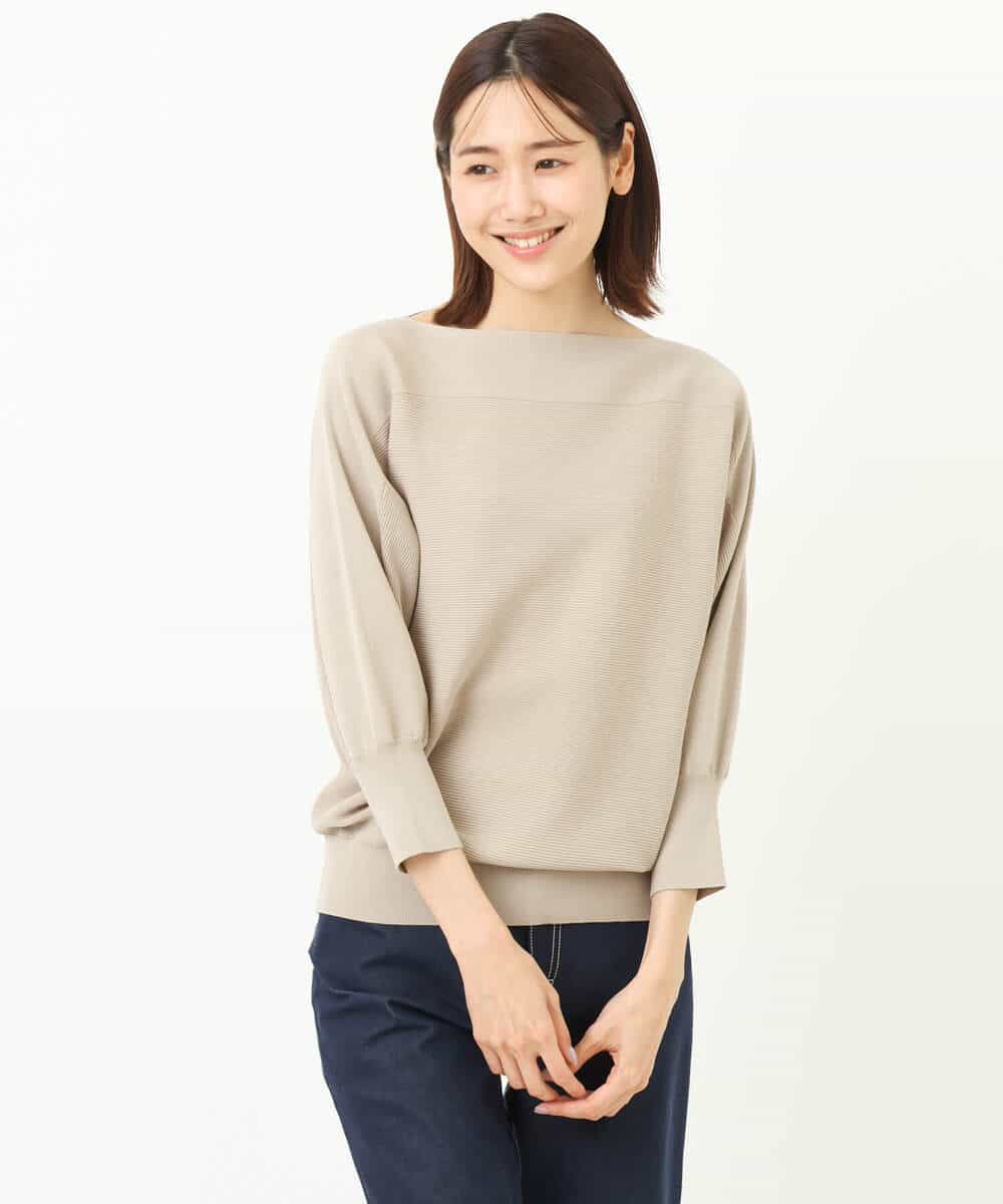 FKFFS18130 MK MICHEL KLEIN(MK ミッシェルクラン) ボートネックニット/洗える イエロー