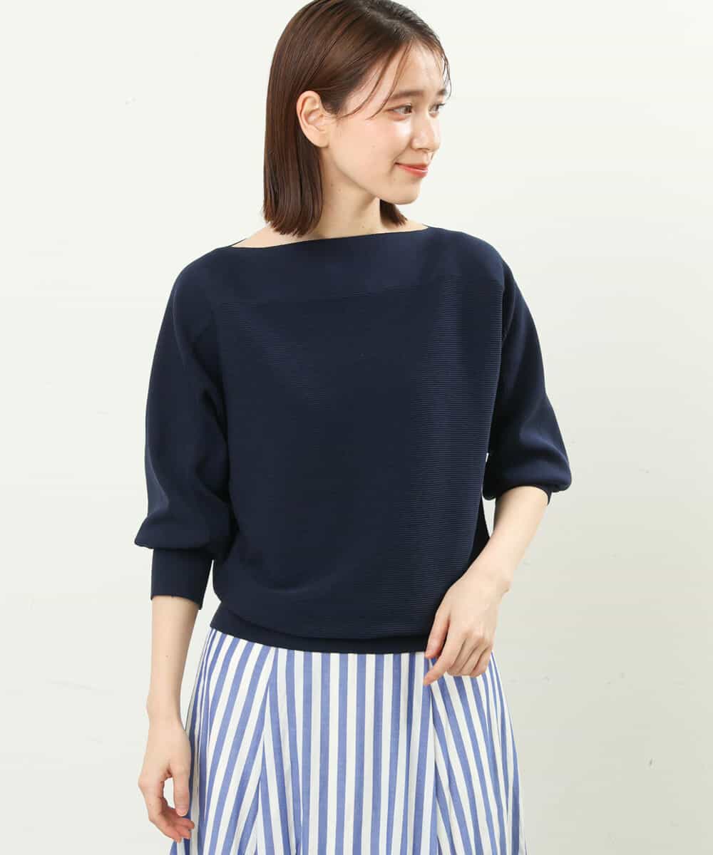 FKFFS18130 MK MICHEL KLEIN(MK ミッシェルクラン) ボートネックニット/洗える ネイビー
