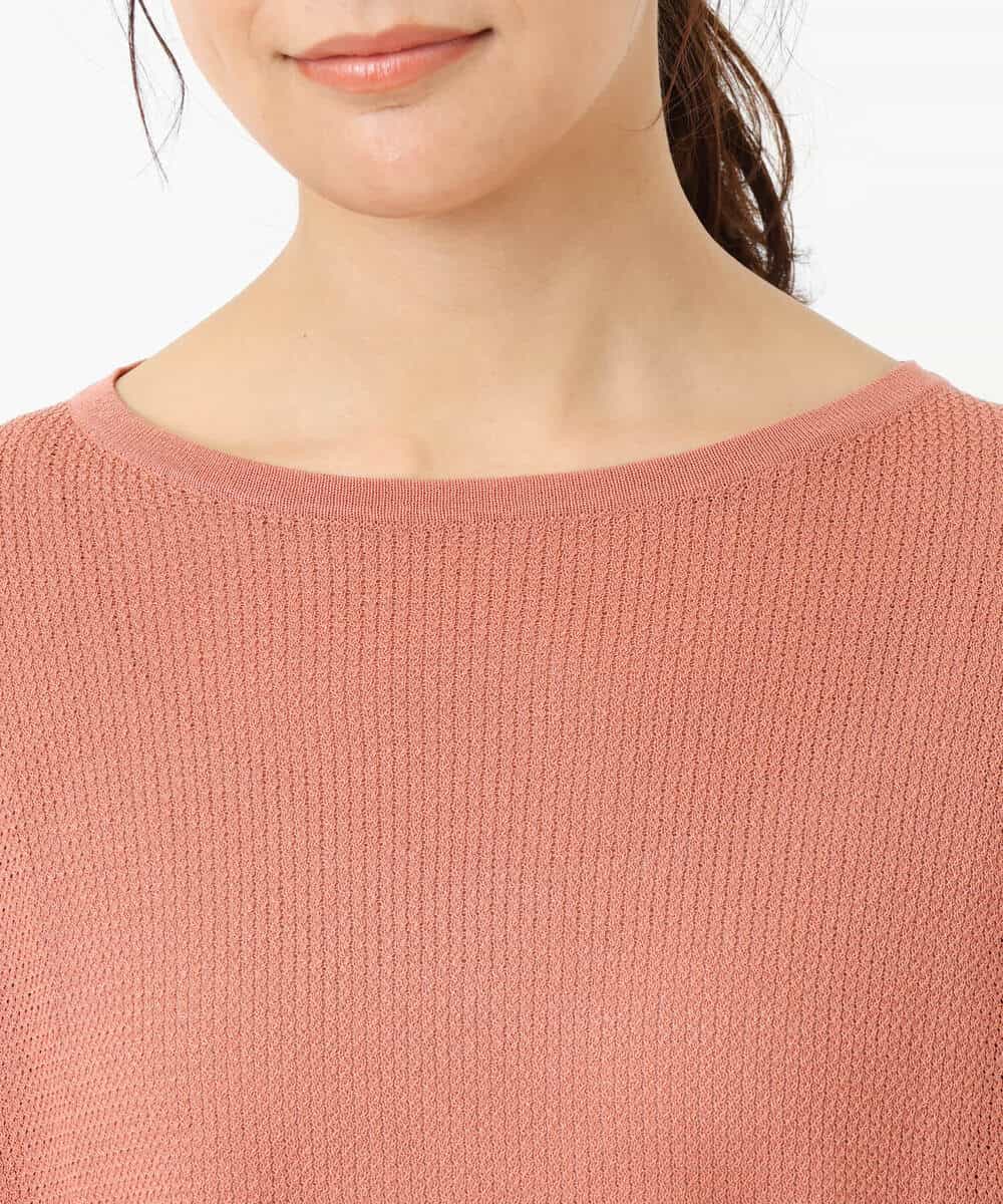 FKFFS22130 MK MICHEL KLEIN(MK ミッシェルクラン) 七分袖チュニック丈ニット/洗える オレンジ
