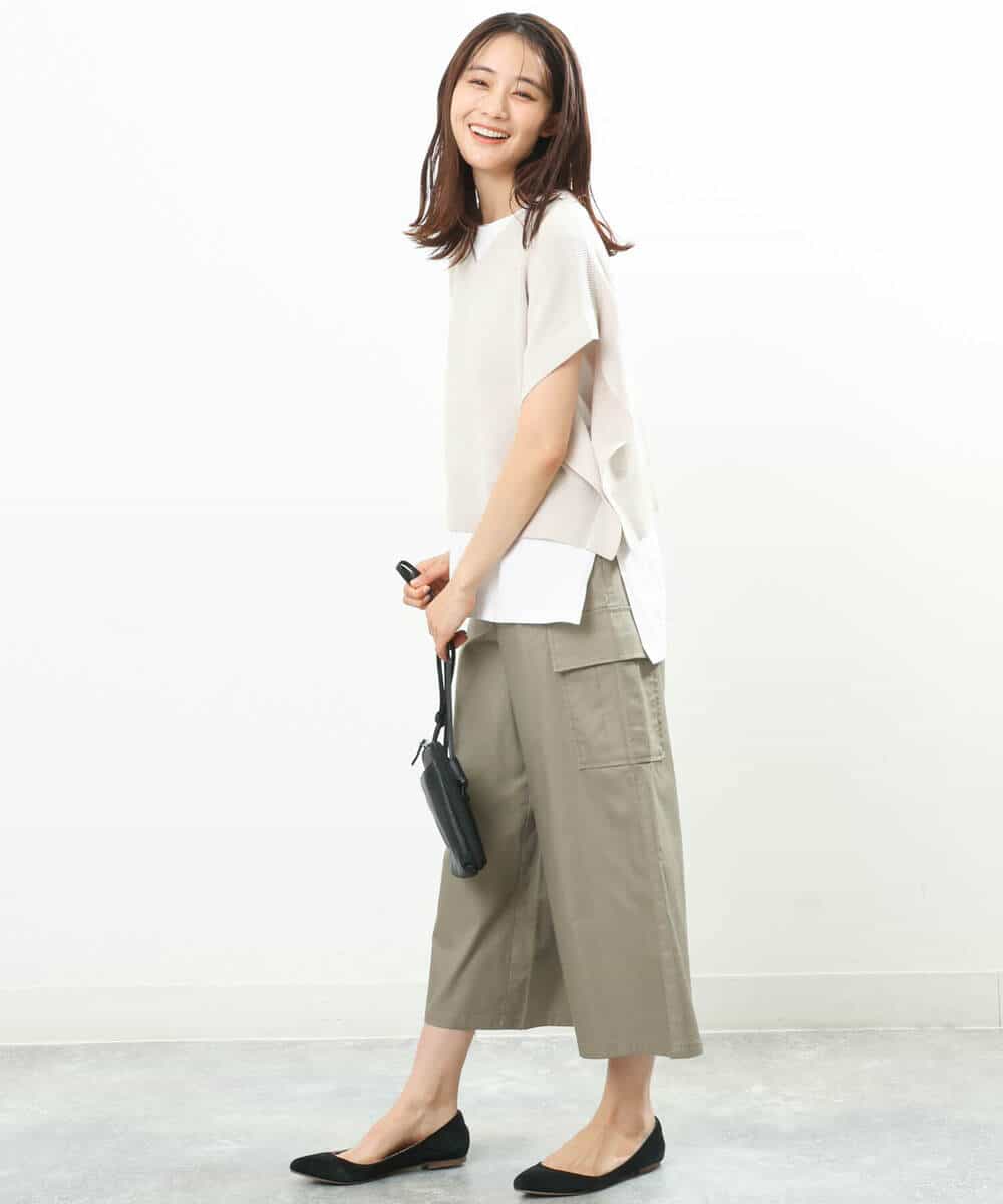 FKFFS25140 MK MICHEL KLEIN(MK ミッシェルクラン) ニットベストレイヤード ツインセット/洗える オレンジ