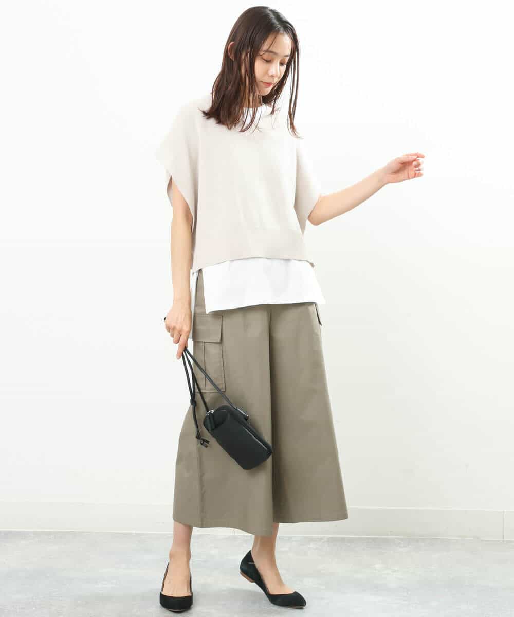 FKFFS25140 MK MICHEL KLEIN(MK ミッシェルクラン) ニットベストレイヤード ツインセット/洗える オレンジ