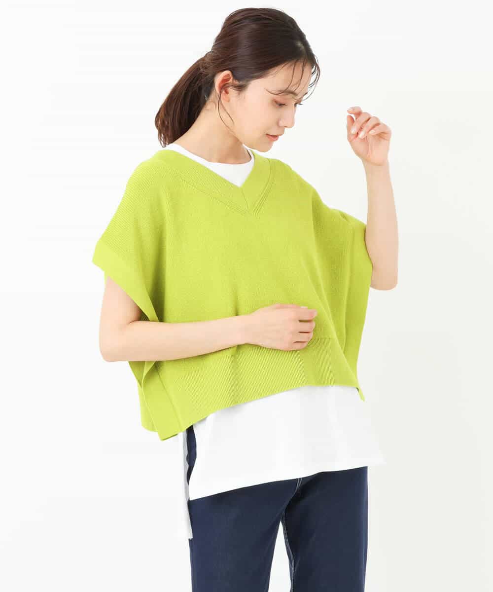 FKFFS25140 MK MICHEL KLEIN(MK ミッシェルクラン) ニットベストレイヤード ツインセット/洗える オレンジ