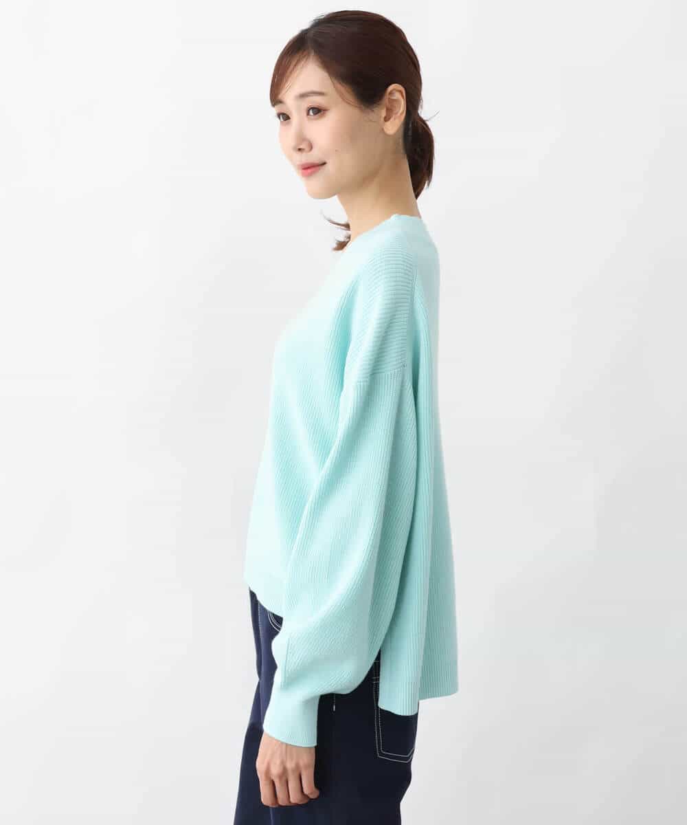 FKFFV15130 MK MICHEL KLEIN(MK ミッシェルクラン) ショート丈Vネックニット/洗える ミントブルー