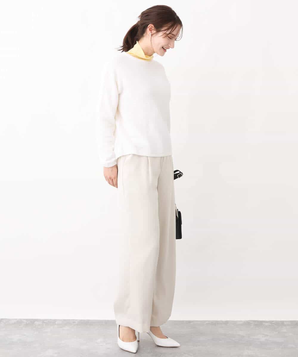 FKFFV21130 MK MICHEL KLEIN(MK ミッシェルクラン) コットンメッシュボートネックニット/洗える ベージュ