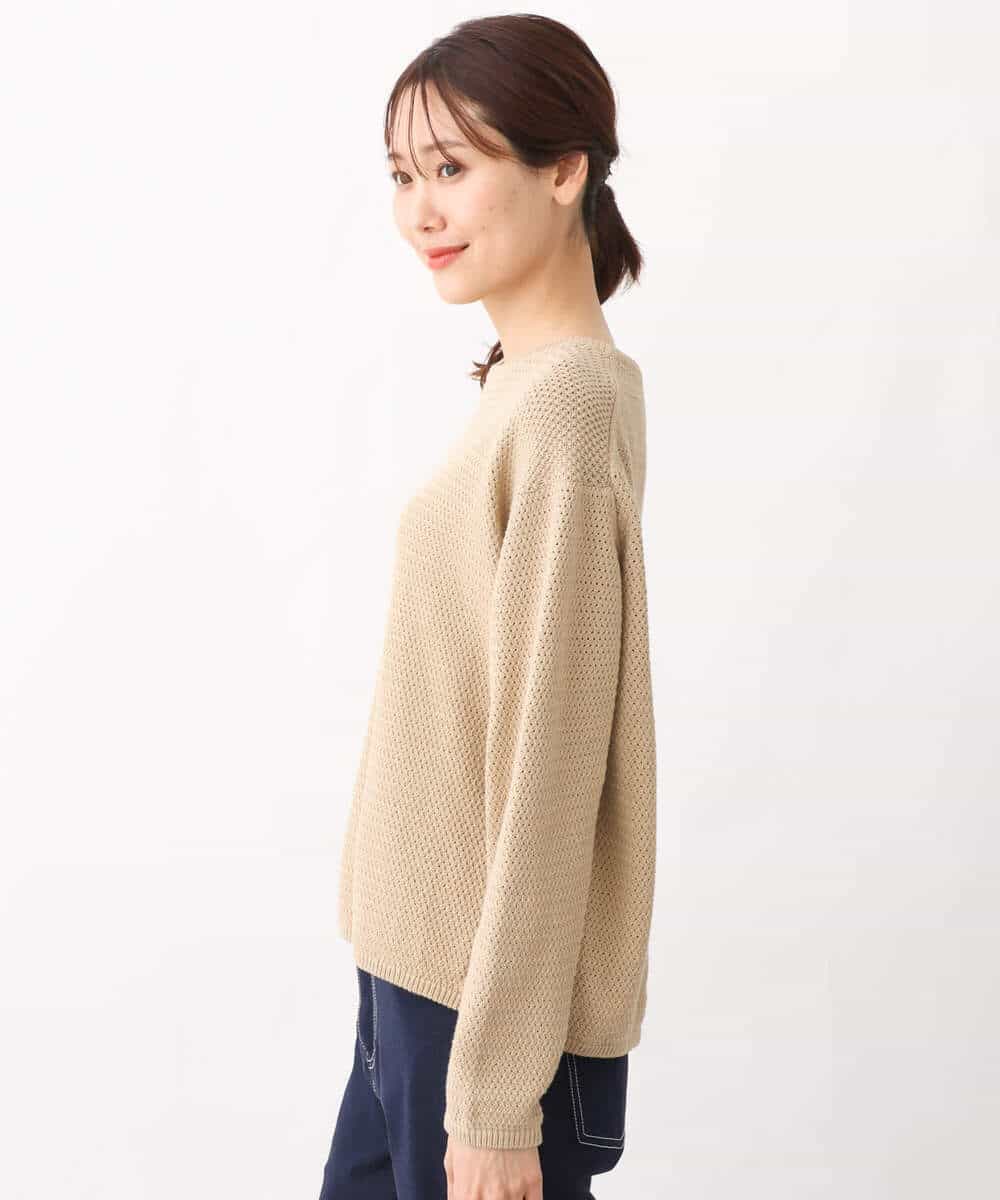 FKFFV21130 MK MICHEL KLEIN(MK ミッシェルクラン) コットンメッシュボートネックニット/洗える ベージュ