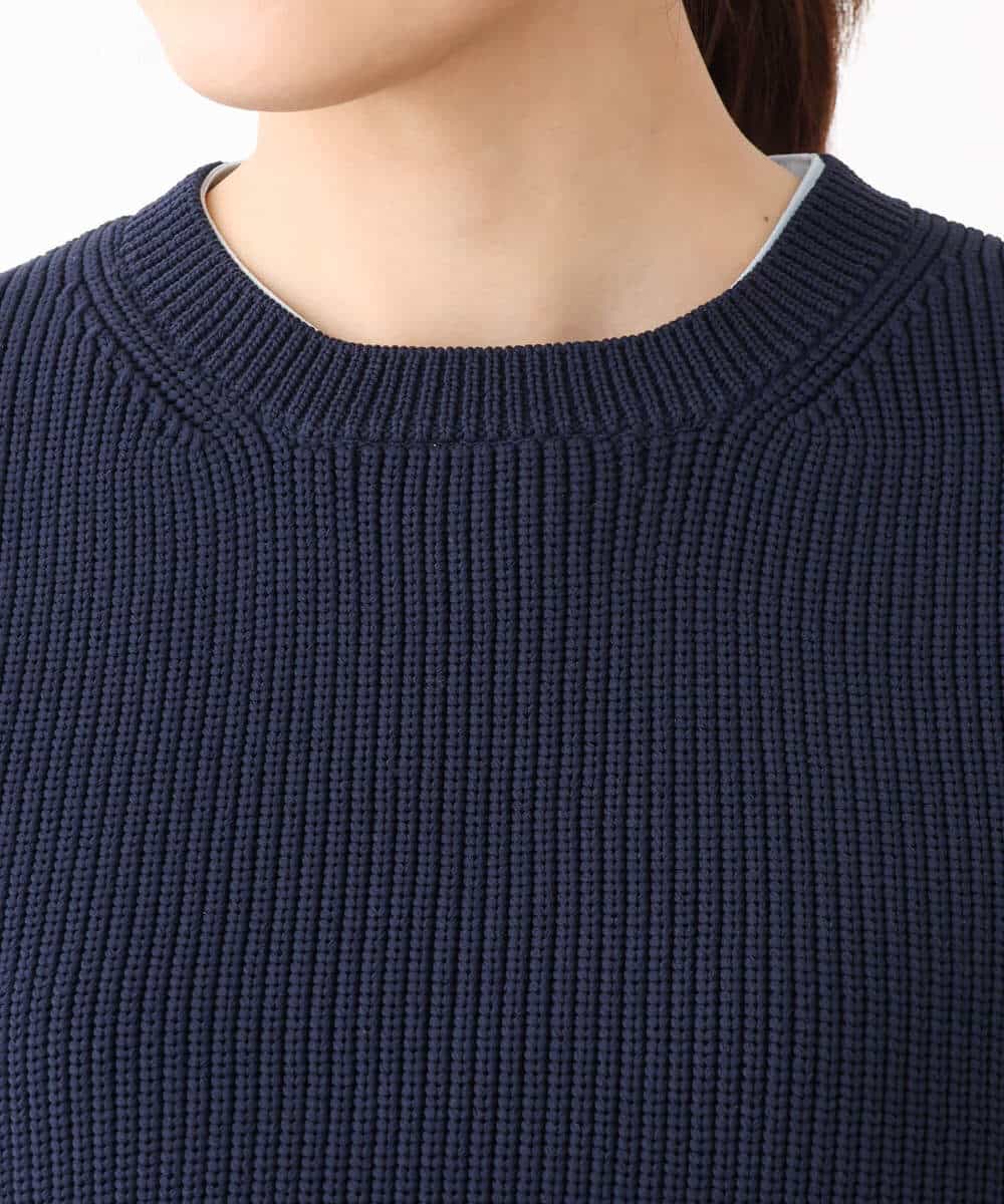 FKFFV23175 MK MICHEL KLEIN(MK ミッシェルクラン) ニットベスト×シャツブラウス ツインセット/洗える ネイビー