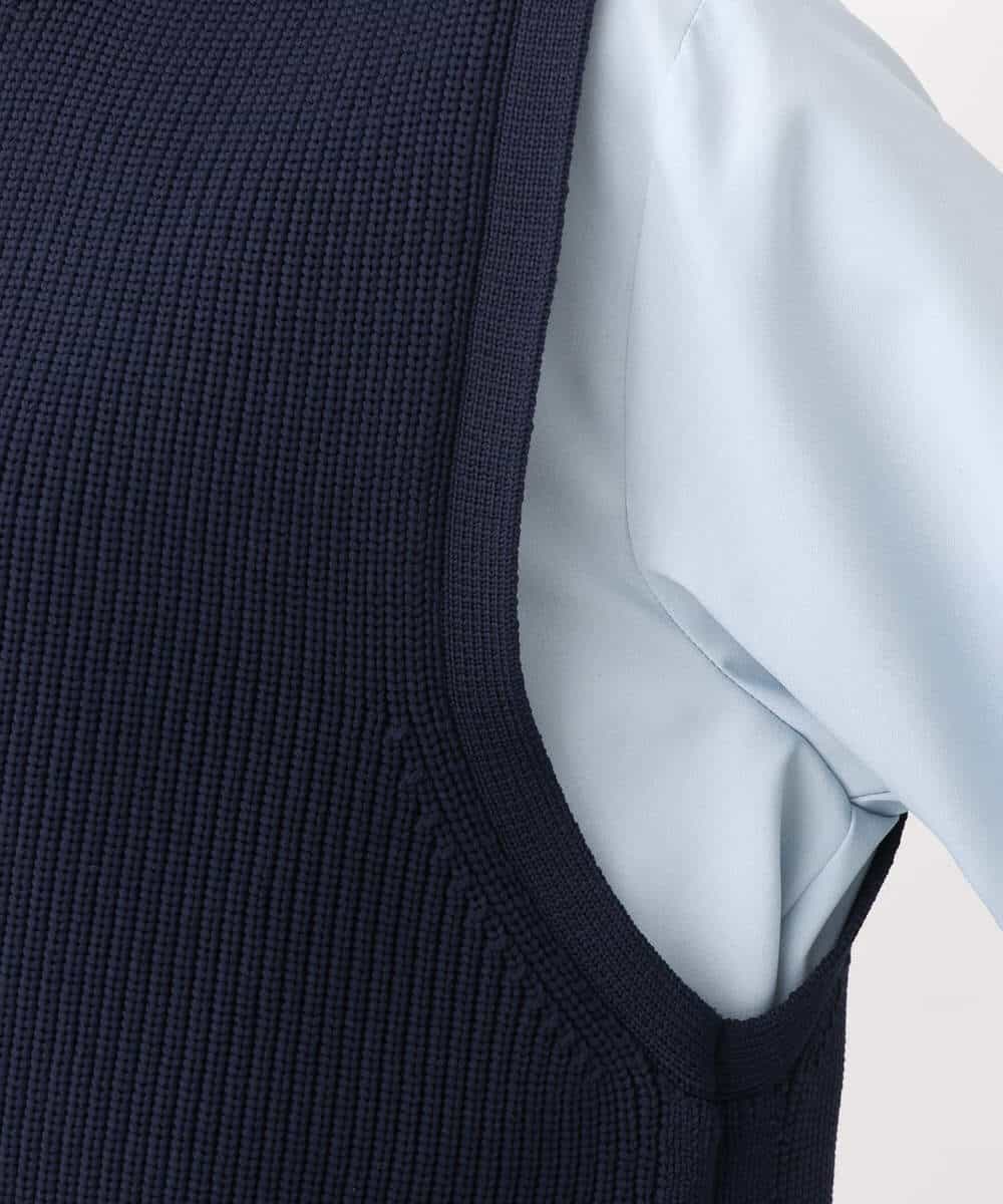 FKFFV23175 MK MICHEL KLEIN(MK ミッシェルクラン) ニットベスト×シャツブラウス ツインセット/洗える ネイビー