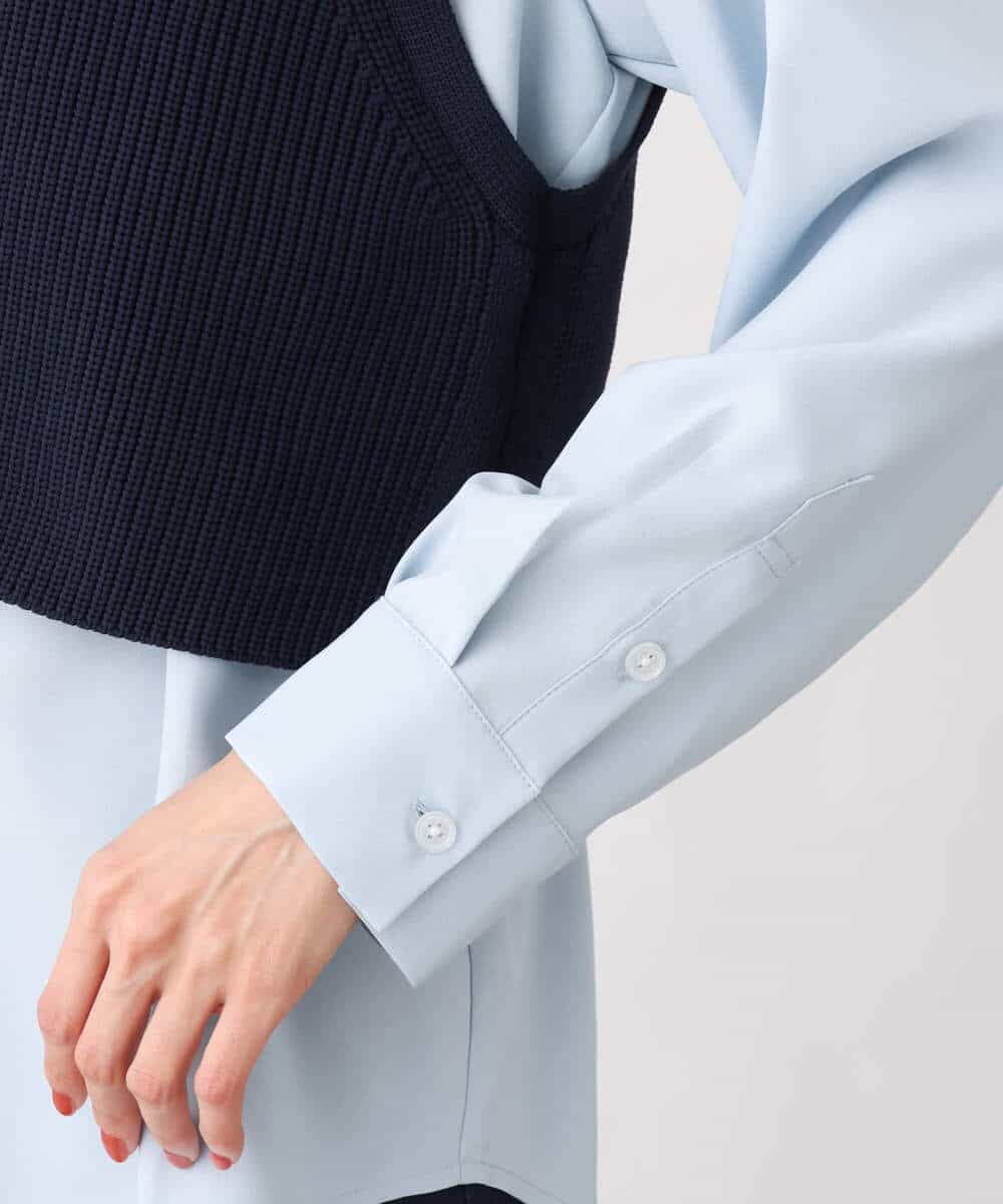FKFFV23175 MK MICHEL KLEIN(MK ミッシェルクラン) ニットベスト×シャツブラウス ツインセット/洗える ネイビー