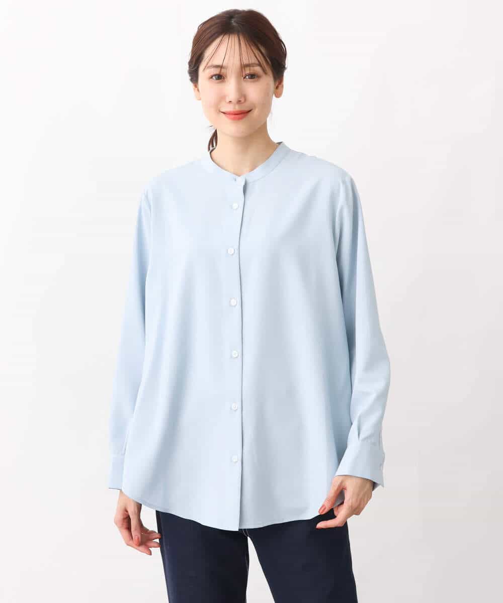 FKFFV23175 MK MICHEL KLEIN(MK ミッシェルクラン) ニットベスト×シャツブラウス ツインセット/洗える ネイビー