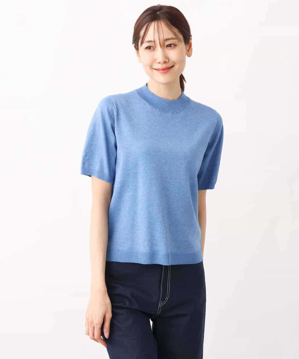 FKFFV33090 MK MICHEL KLEIN(MK ミッシェルクラン) モックネックラメニット/洗える オレンジ