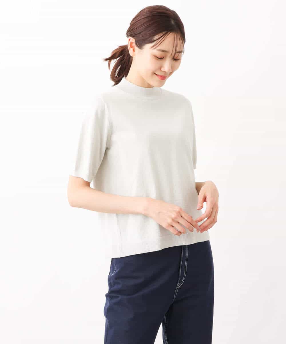 FKFFV33090 MK MICHEL KLEIN(MK ミッシェルクラン) モックネックラメニット/洗える オレンジ