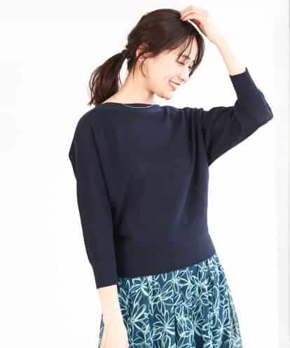 MK MICHEL KLEIN(MK ミッシェルクラン) アイレット柄ドルマン風ニット/洗える ネイビー/紺 38