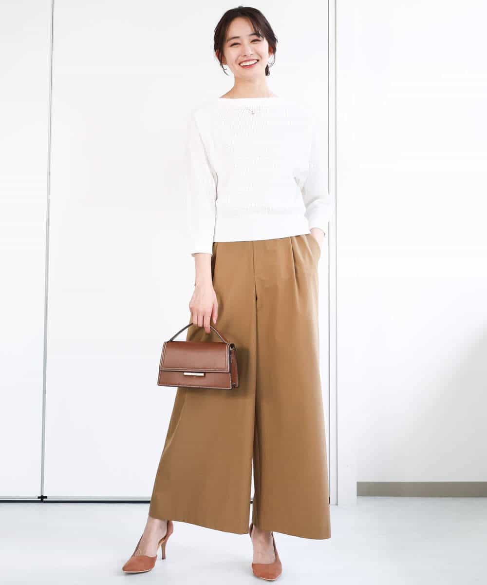FKFGA30140 MK MICHEL KLEIN(MK ミッシェルクラン) アイレット柄ドルマン風ニット/洗える キャメル