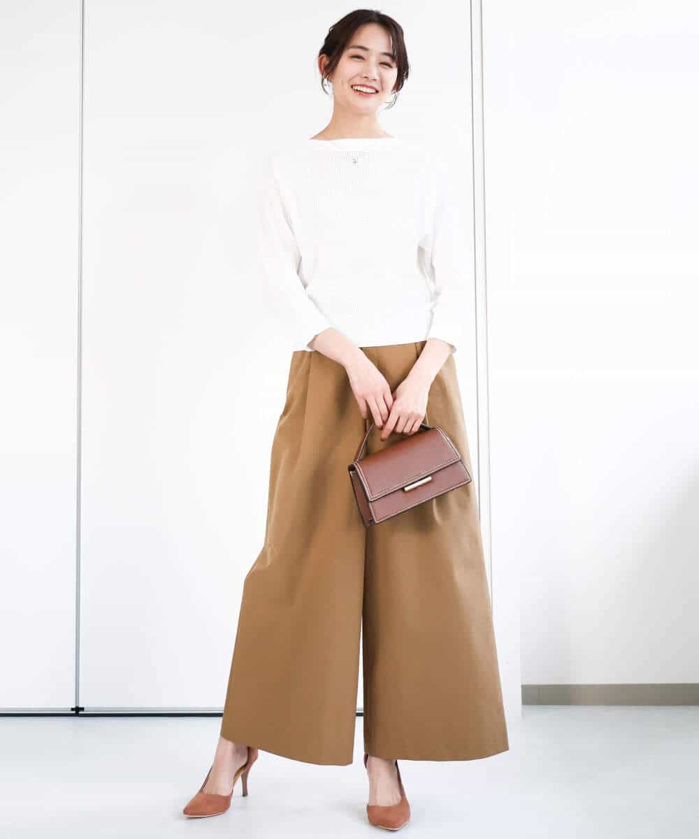 FKFGA30140 MK MICHEL KLEIN(MK ミッシェルクラン) アイレット柄ドルマン風ニット/洗える キャメル