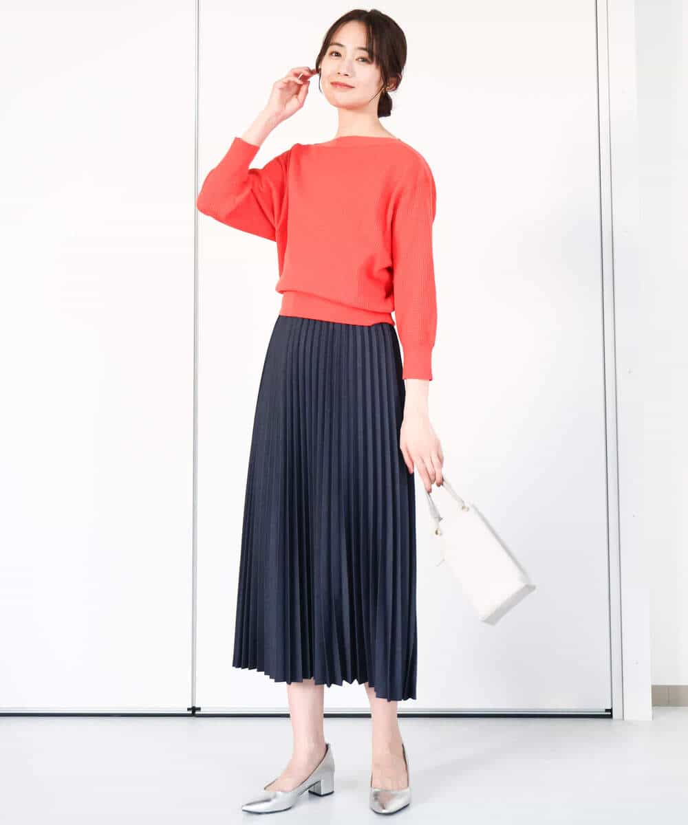FKFGA30140 MK MICHEL KLEIN(MK ミッシェルクラン) アイレット柄ドルマン風ニット/洗える キャメル