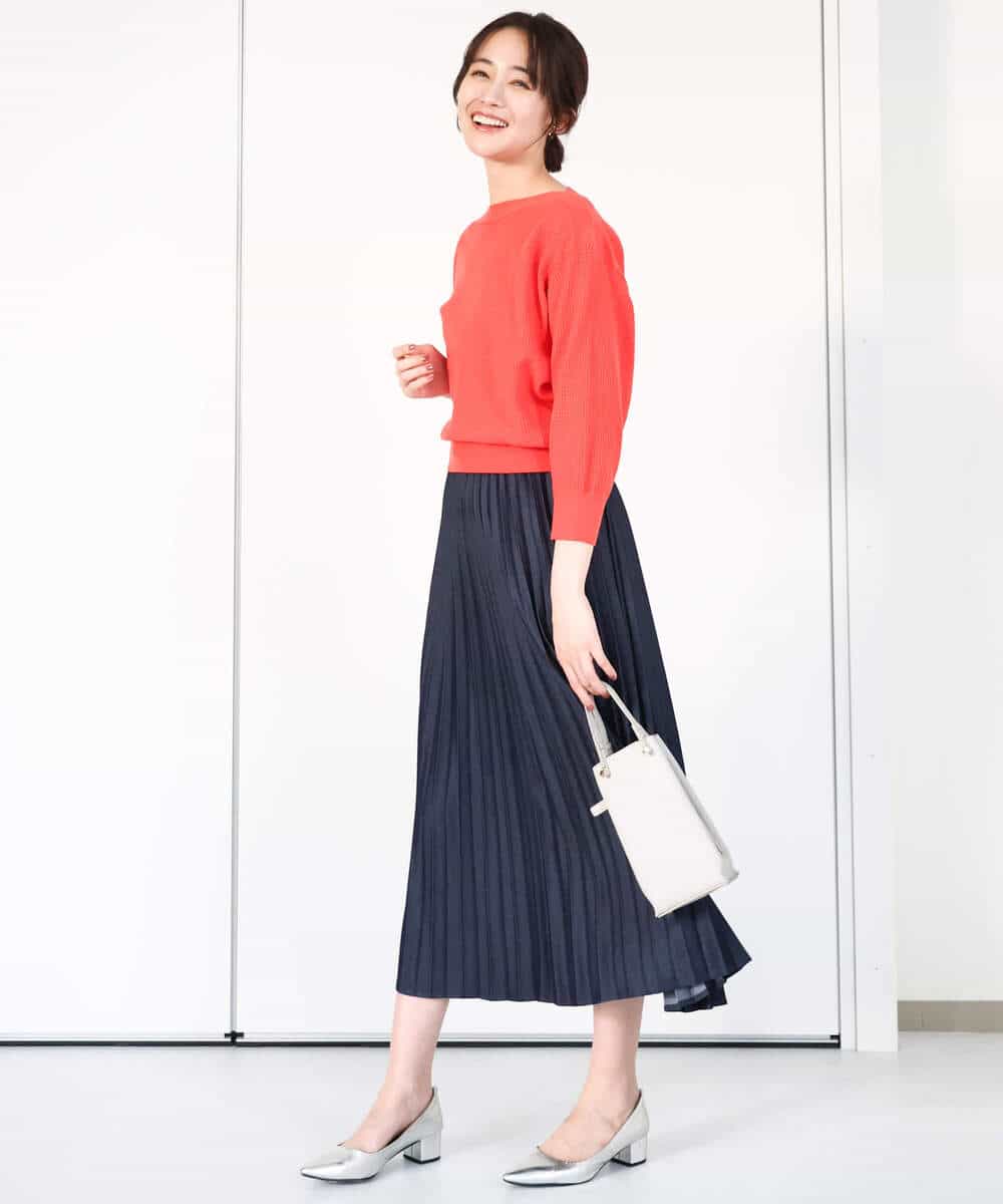 FKFGA30140 MK MICHEL KLEIN(MK ミッシェルクラン) アイレット柄ドルマン風ニット/洗える キャメル