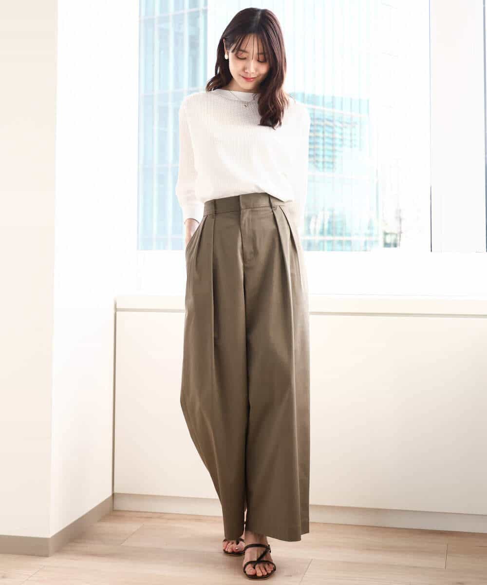 FKFGA30140 MK MICHEL KLEIN(MK ミッシェルクラン) アイレット柄ドルマン風ニット/洗える キャメル