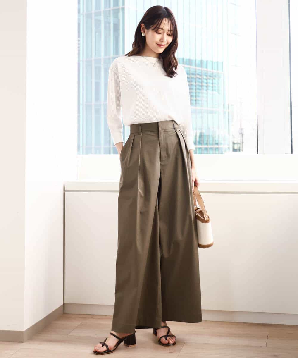 FKFGA30140 MK MICHEL KLEIN(MK ミッシェルクラン) アイレット柄ドルマン風ニット/洗える キャメル