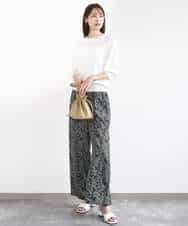 FKFGA40130 MK MICHEL KLEIN(MK ミッシェルクラン) ボーダー配色ボリュームスリーブニット/UVカット/洗える ネイビー