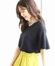FKFGA43120 MK MICHEL KLEIN(MK ミッシェルクラン) フレアースリーブVネックニット/UVカット/洗える ネイビー