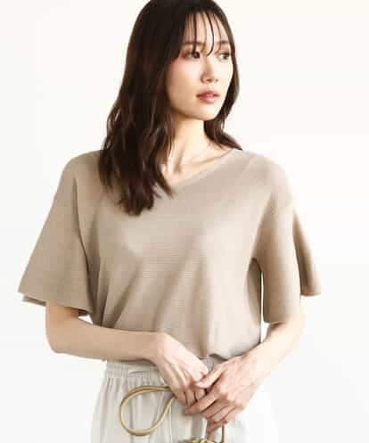 FKFGA43120 MK MICHEL KLEIN フレアースリーブVネックニット/UVカット/洗える
