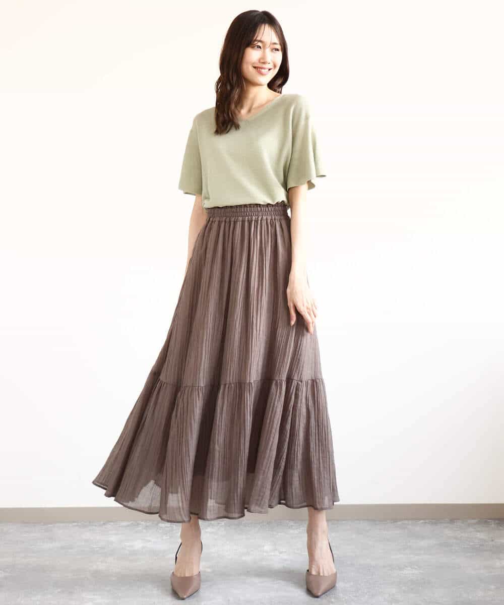 FKFGA43120 MK MICHEL KLEIN(MK ミッシェルクラン) フレアースリーブVネックニット/UVカット/洗える ベージュ
