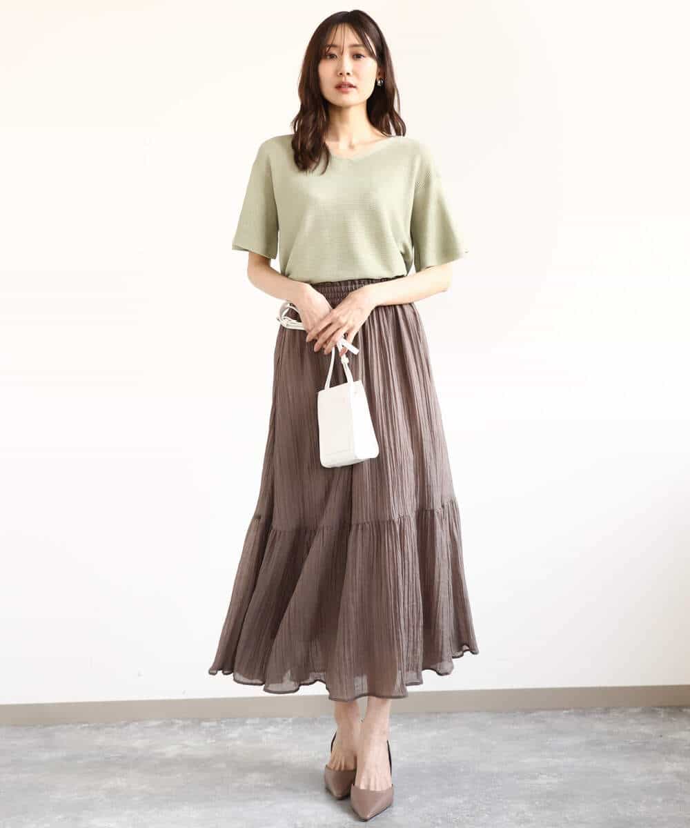 FKFGA43120 MK MICHEL KLEIN(MK ミッシェルクラン) フレアースリーブVネックニット/UVカット/洗える ベージュ