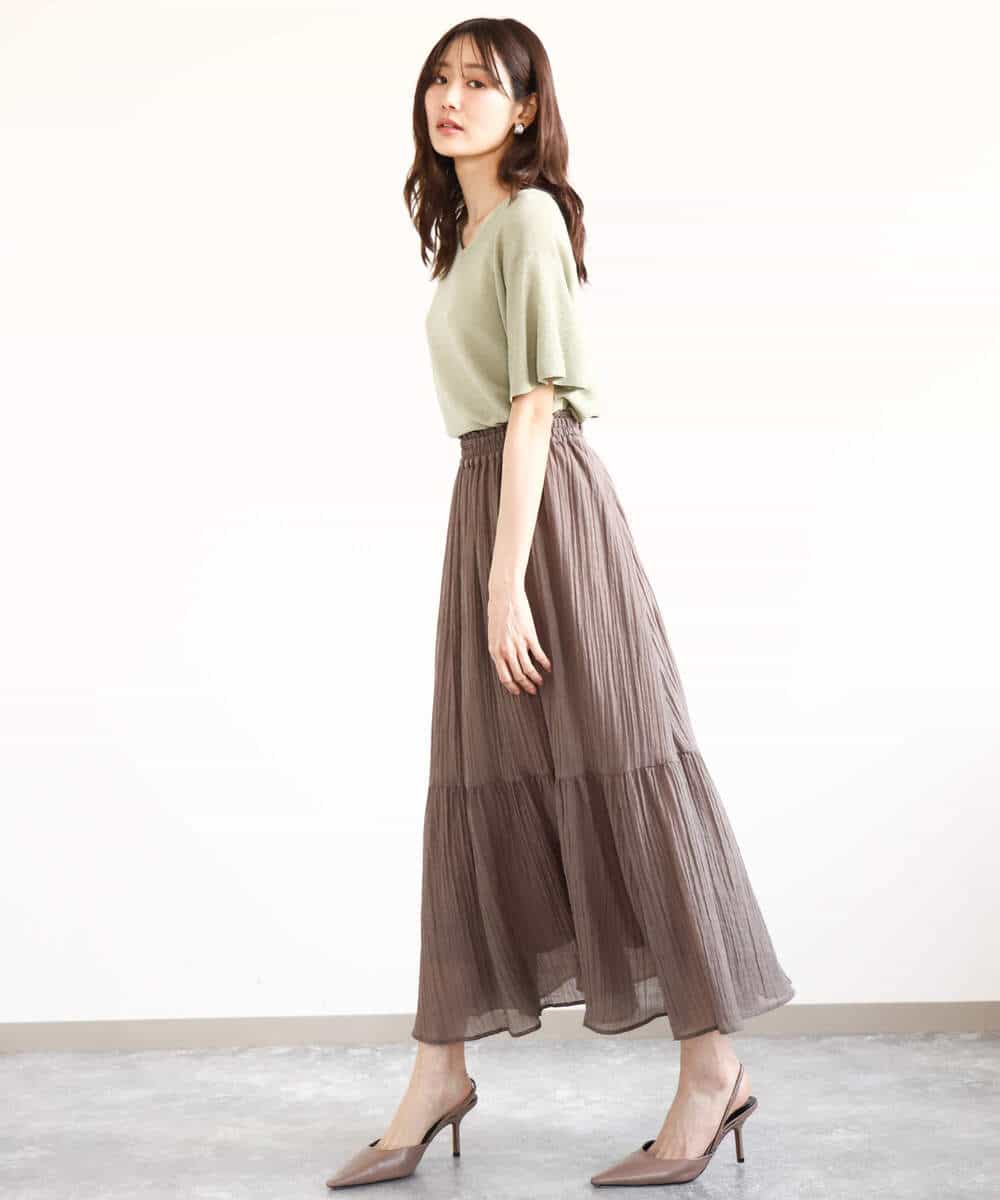 FKFGA43120 MK MICHEL KLEIN(MK ミッシェルクラン) フレアースリーブVネックニット/UVカット/洗える ベージュ