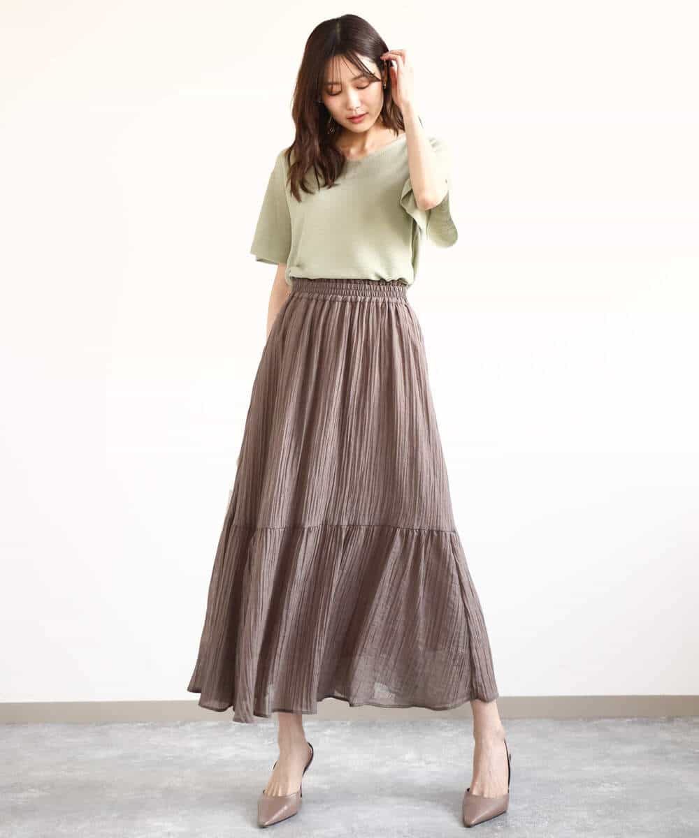FKFGA43120 MK MICHEL KLEIN(MK ミッシェルクラン) フレアースリーブVネックニット/UVカット/洗える ベージュ