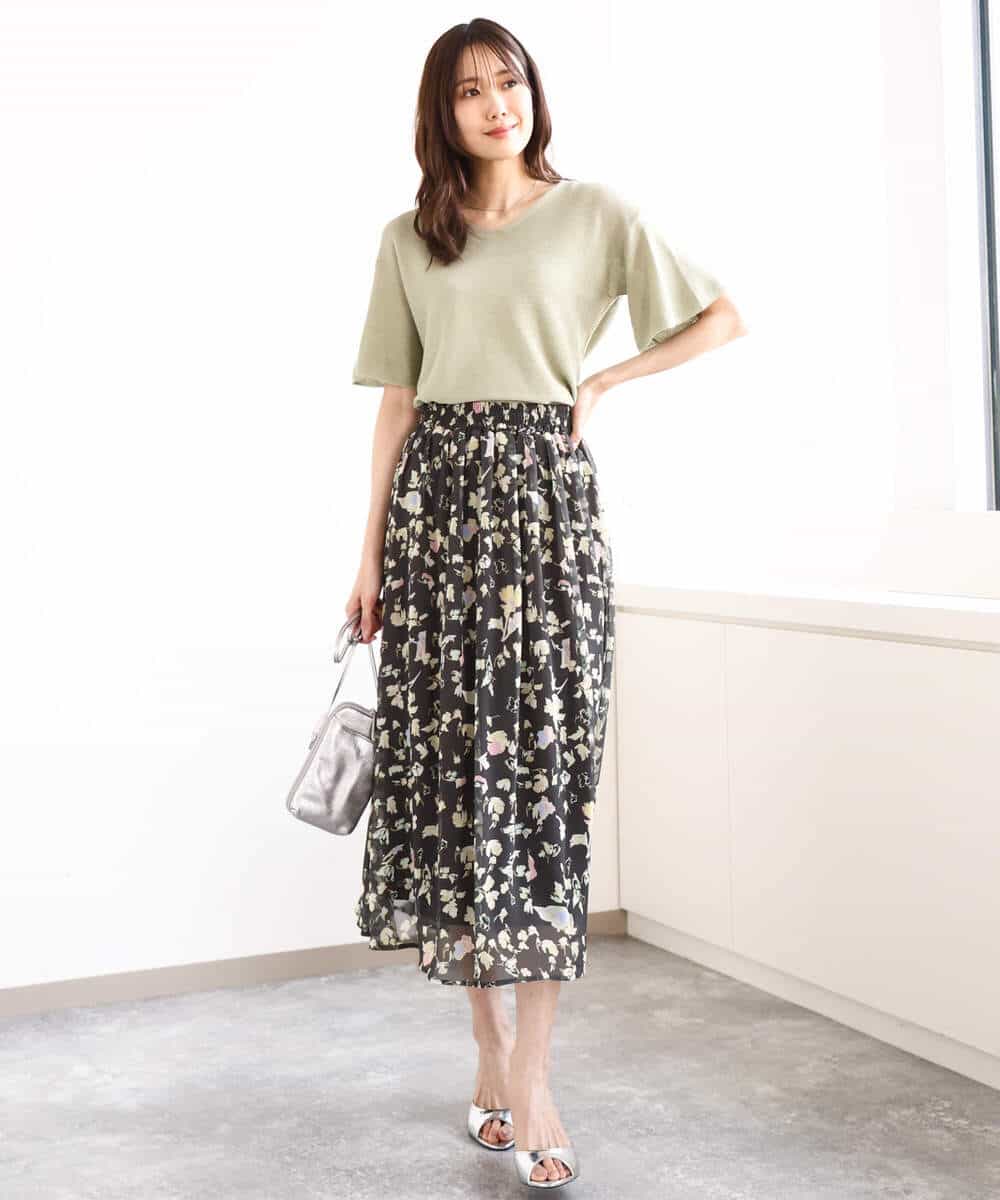 FKFGA43120 MK MICHEL KLEIN(MK ミッシェルクラン) フレアースリーブVネックニット/UVカット/洗える ベージュ