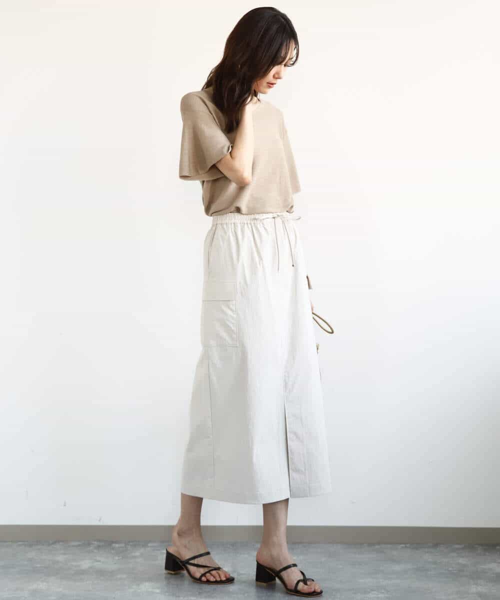 FKFGA43120 MK MICHEL KLEIN(MK ミッシェルクラン) フレアースリーブVネックニット/UVカット/洗える ベージュ