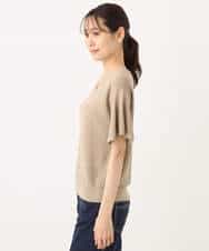 FKFGA43120 MK MICHEL KLEIN(MK ミッシェルクラン) フレアースリーブVネックニット/UVカット/洗える ベージュ