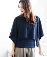 FKFGA44170 MK MICHEL KLEIN(MK ミッシェルクラン) ケープ×ノースリーブニット ツインセット/接触冷感/洗える ネイビー