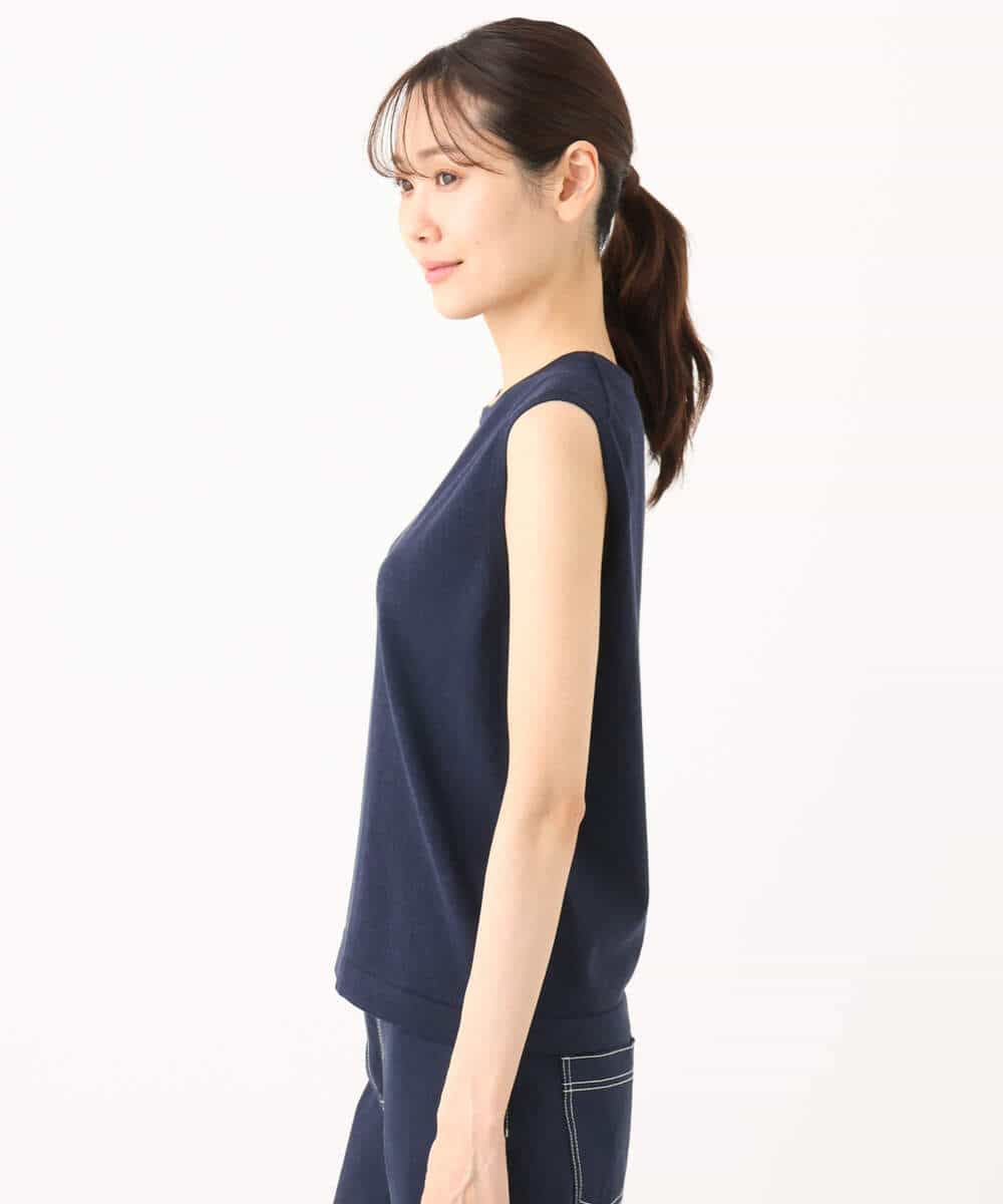 FKFGA44170 MK MICHEL KLEIN(MK ミッシェルクラン) ケープ×ノースリーブニット ツインセット/接触冷感/洗える ネイビー