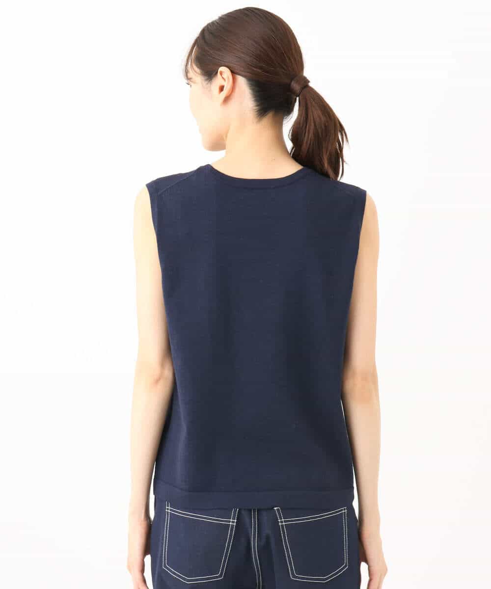 FKFGA44170 MK MICHEL KLEIN(MK ミッシェルクラン) ケープ×ノースリーブニット ツインセット/接触冷感/洗える ネイビー