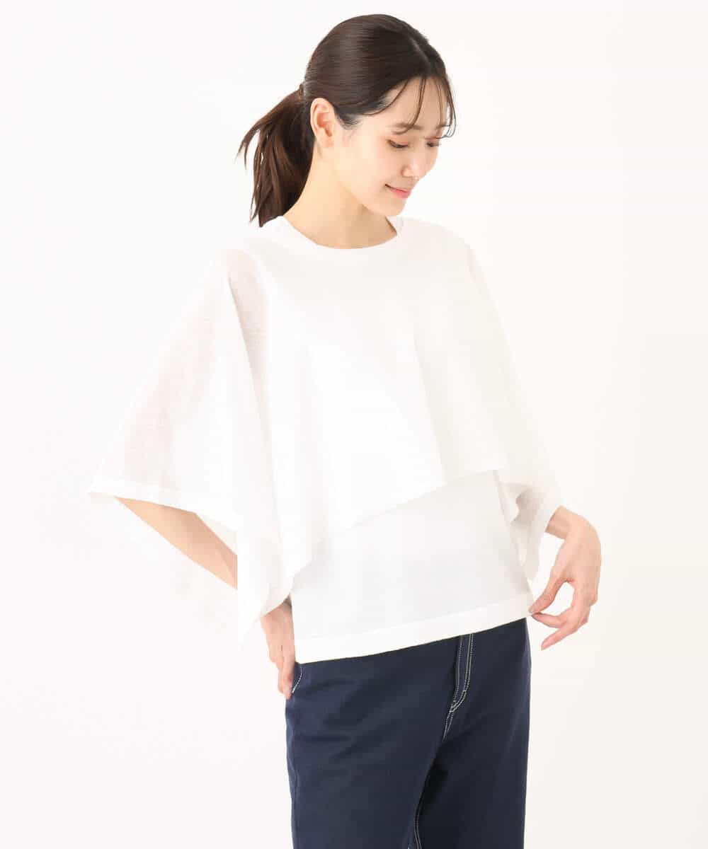 FKFGA44170 MK MICHEL KLEIN(MK ミッシェルクラン) ケープ×ノースリーブニット ツインセット/接触冷感/洗える ネイビー