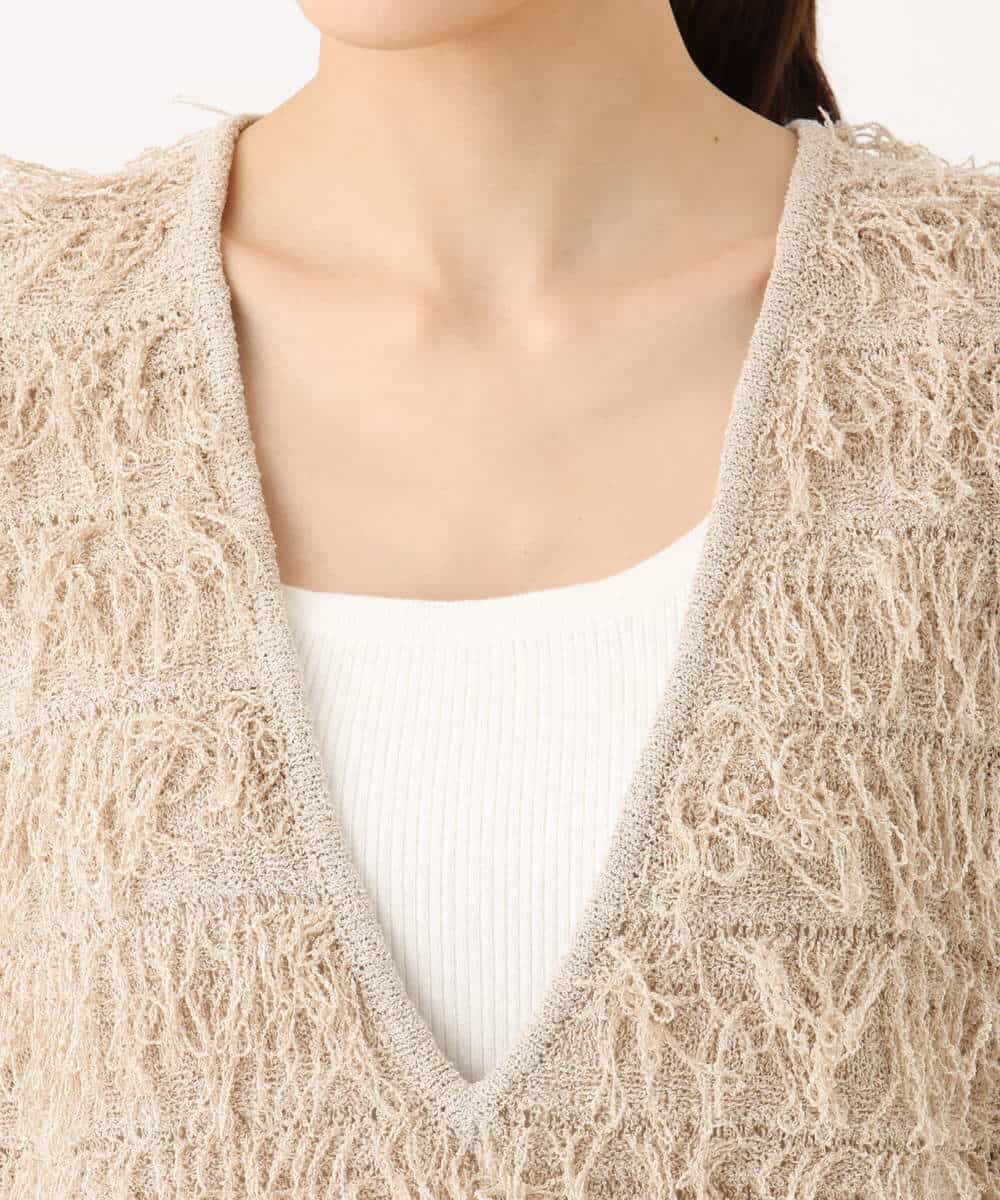 FKFGA45120 MK MICHEL KLEIN(MK ミッシェルクラン) ループフリンジニットベスト/洗える ベージュ