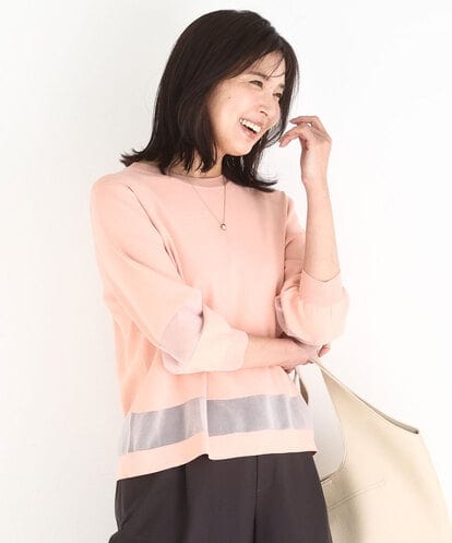 FKFGD30140 MK MICHEL KLEIN シアー切替えニット/洗える