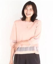 FKFGD30140 MK MICHEL KLEIN(MK ミッシェルクラン) [洗える]シアー切替えニット サーモンオレンジ