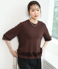 FKFGD30140 MK MICHEL KLEIN(MK ミッシェルクラン) [洗える]シアー切替えニット サーモンオレンジ