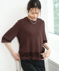 FKFGD30140 MK MICHEL KLEIN(MK ミッシェルクラン) [洗える]シアー切替えニット ブラウン
