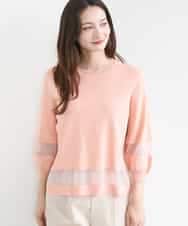 FKFGD30140 MK MICHEL KLEIN(MK ミッシェルクラン) シアー切替えニット/洗える サーモンオレンジ