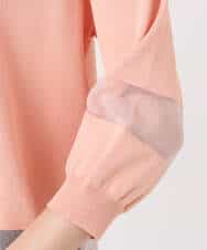 FKFGD30140 MK MICHEL KLEIN(MK ミッシェルクラン) シアー切替えニット/洗える サーモンオレンジ