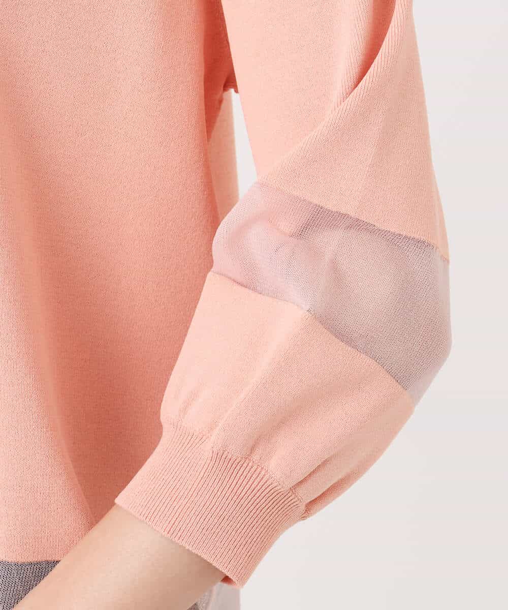 FKFGD30140 MK MICHEL KLEIN(MK ミッシェルクラン) シアー切替えニット/洗える サーモンオレンジ