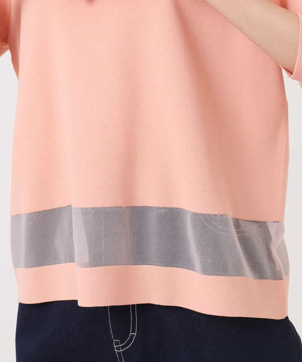 FKFGD30140 MK MICHEL KLEIN(MK ミッシェルクラン) シアー切替えニット/洗える サーモンオレンジ