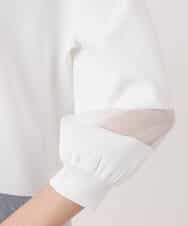 FKFGD30140 MK MICHEL KLEIN(MK ミッシェルクラン) シアー切替えニット/洗える サーモンオレンジ