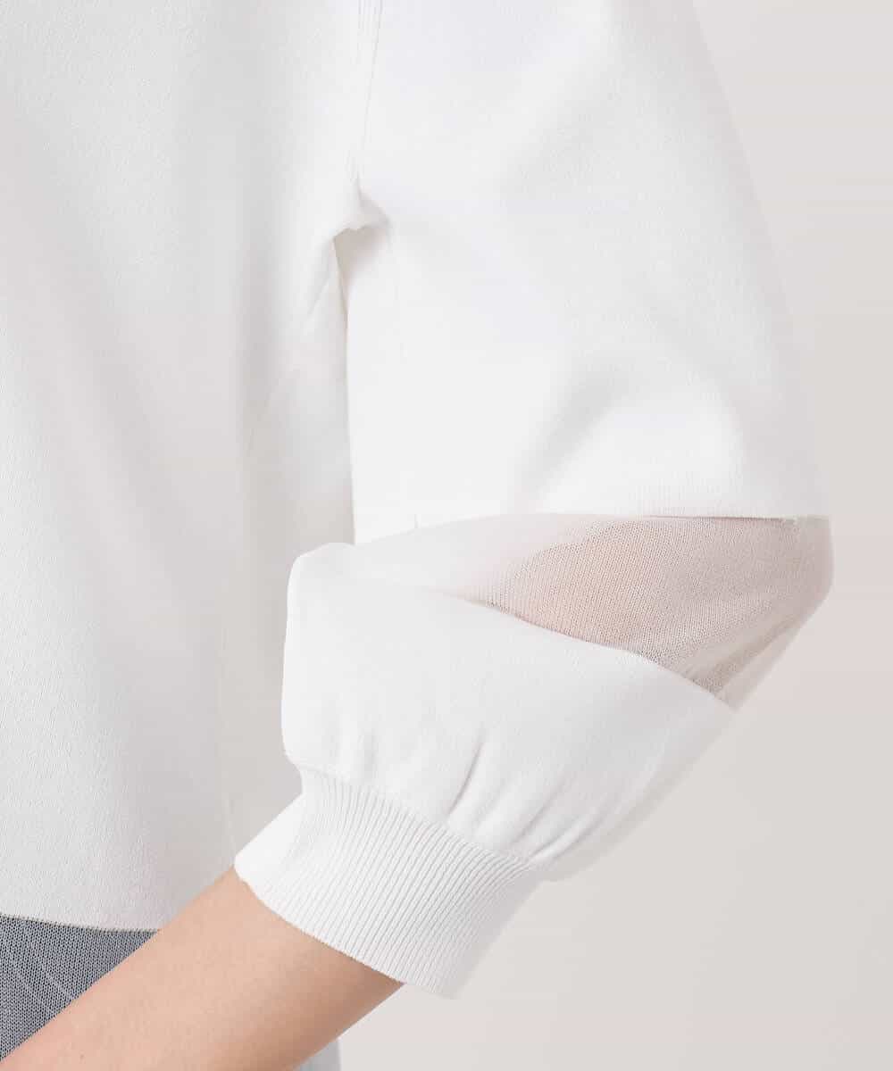 FKFGD30140 MK MICHEL KLEIN(MK ミッシェルクラン) シアー切替えニット/洗える サーモンオレンジ