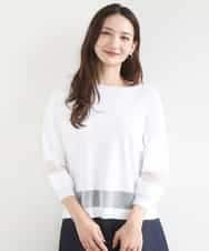 FKFGD30140 MK MICHEL KLEIN(MK ミッシェルクラン) シアー切替えニット/洗える ホワイト