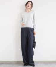 FKFGD31150 MK MICHEL KLEIN(MK ミッシェルクラン) ラメ入りノットヤーンVネックニット/洗える ライトブルー