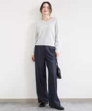 FKFGD31150 MK MICHEL KLEIN(MK ミッシェルクラン) ラメ入りノットヤーンVネックニット/洗える ライトブルー